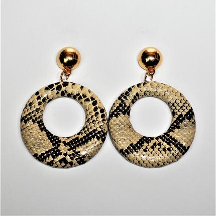 Snake Skin Look Circle Drop Earrings