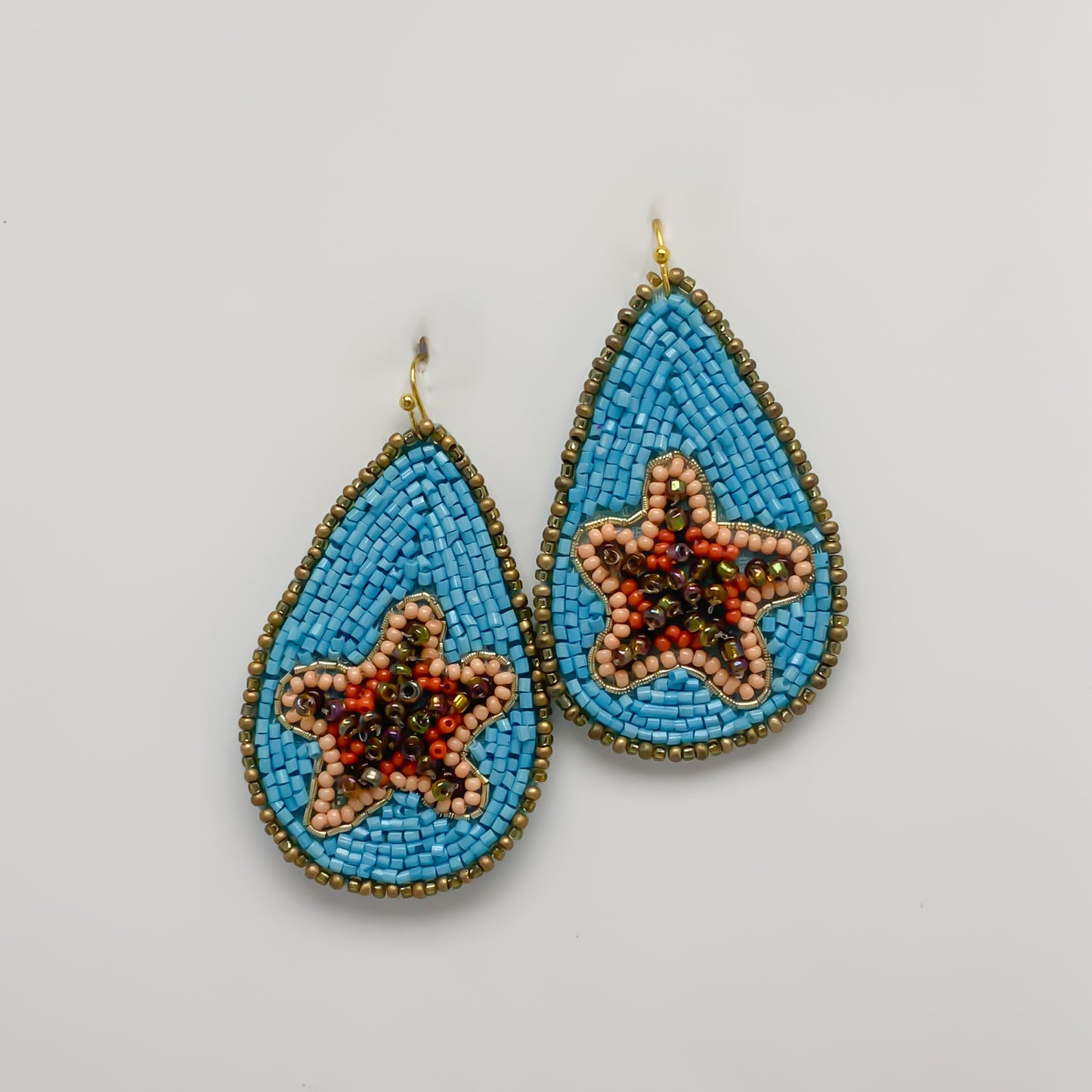 Seed Bead Starfish Earrings