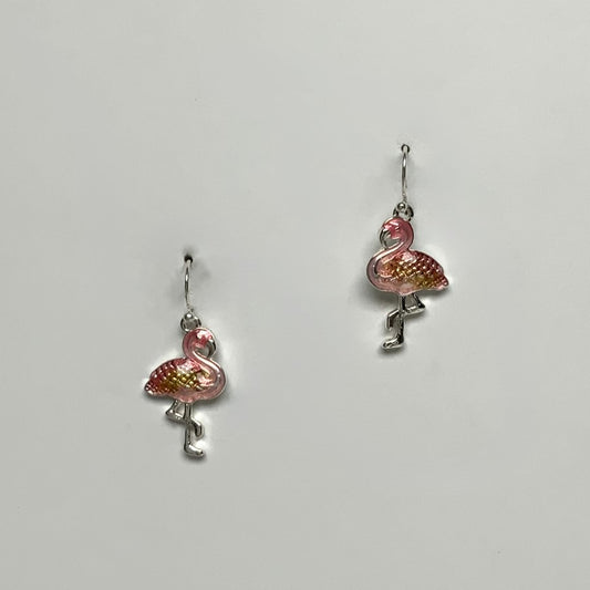 Enamel Painted Metal Flamingo Earring