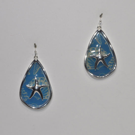 Lucite Tear Drop with Starfish Earring