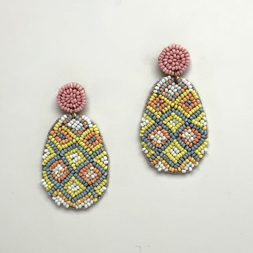 Flat Sea Bead Easter Egg Earring