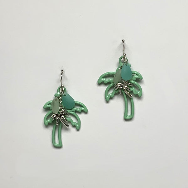 Enamel Coated Metal Palm Tree Earring