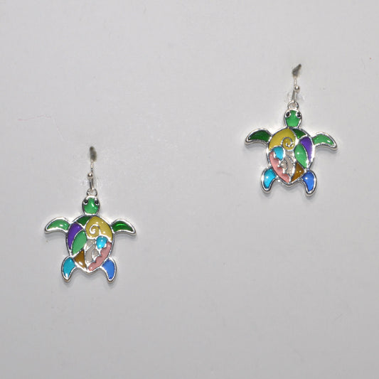 Stain Glass Turtle Drop Earring