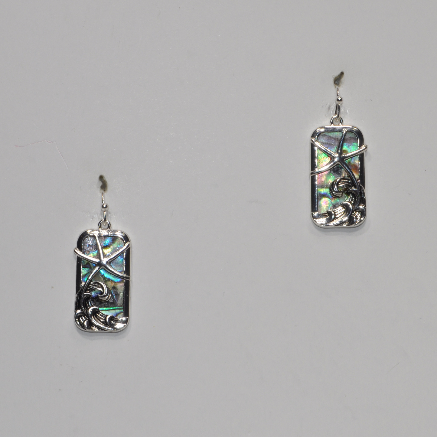 Abalone Starfish and Waves Rectangle Drop Earring