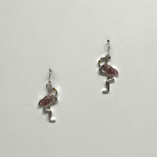 Enamel Painted Metal Flamingo Earring