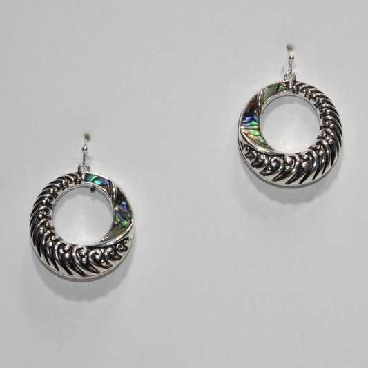 Designer Look Abalone Circle Drop Earring