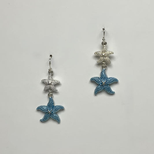 Metal and Enamel Starfish Dangle Earring