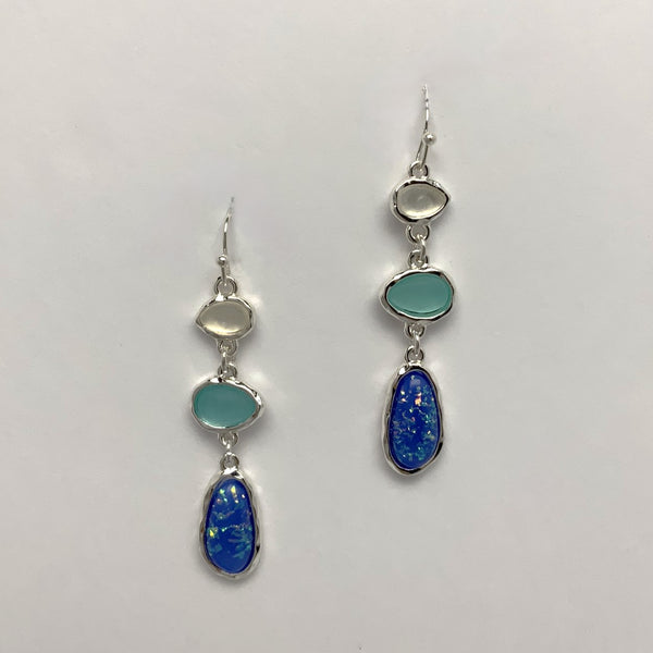 Triple Stone Drop Earrings