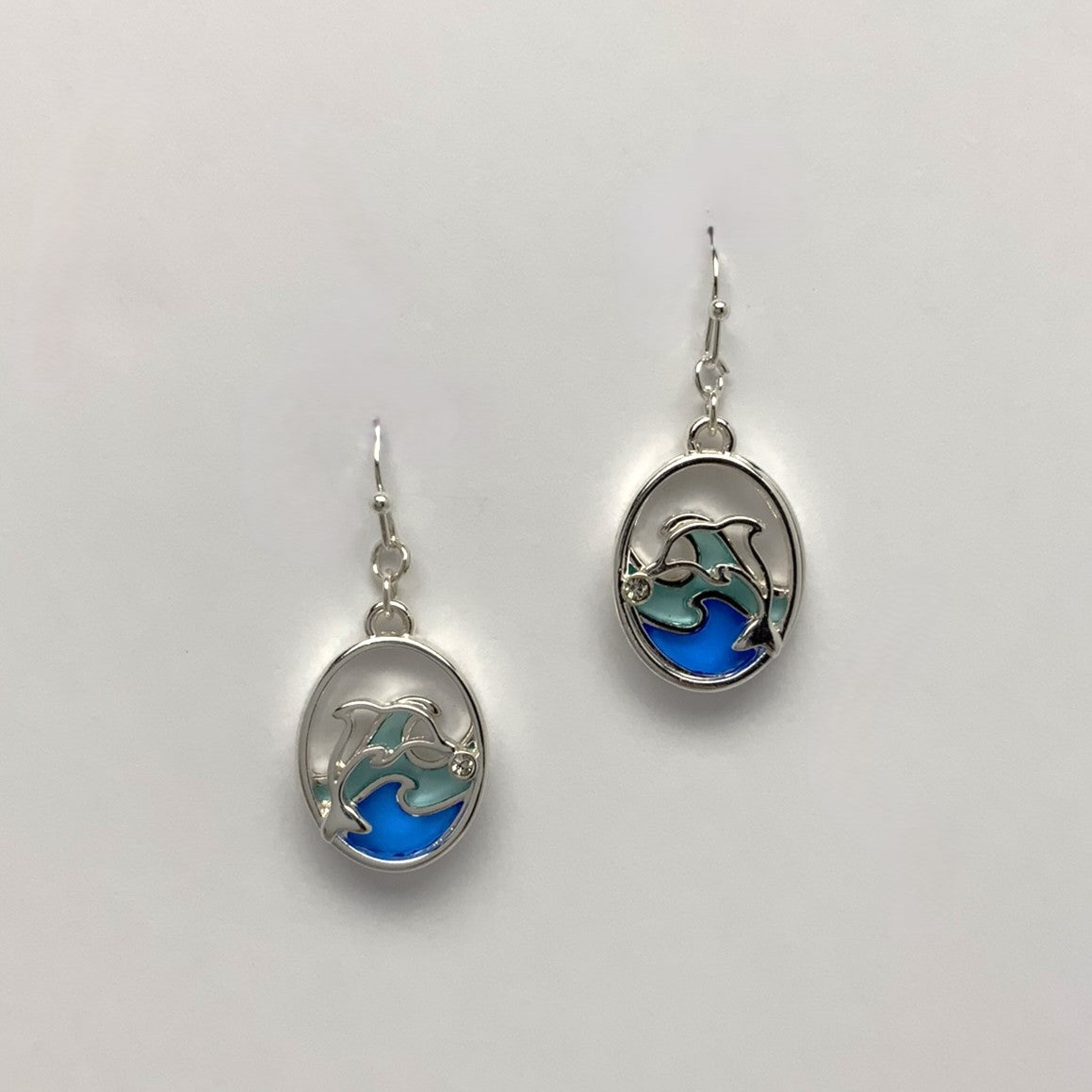 Dolphin and Wave Drop Earrings