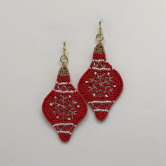 Christmas Seed Bead Drop Earrings