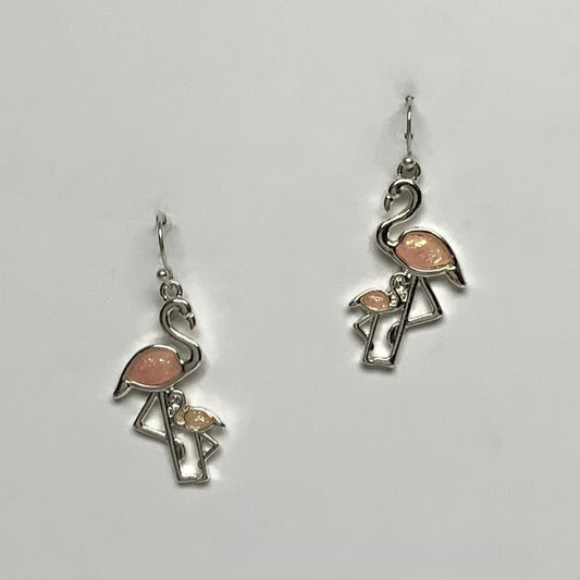 Glassy Lucite and Metal Flamingo Earring