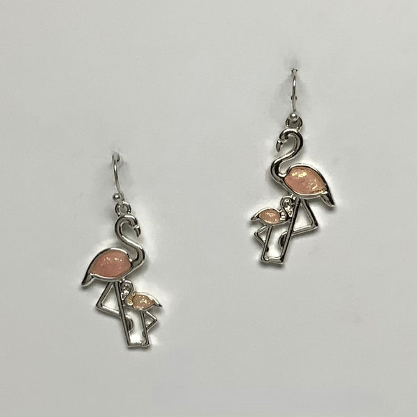 Glassy Lucite and Metal Flamingo Earring