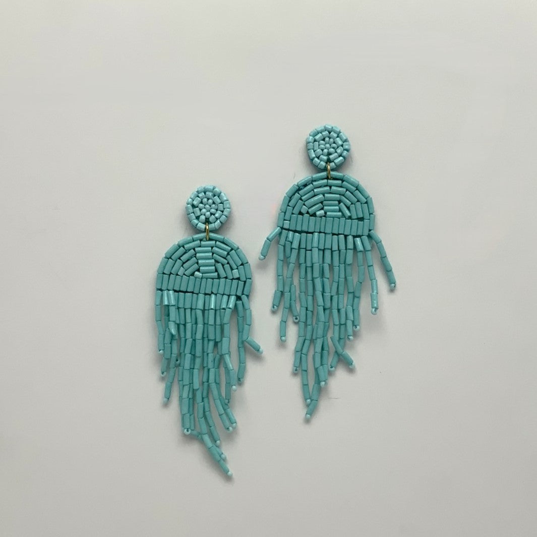 Tube Bead Tassel Earrings