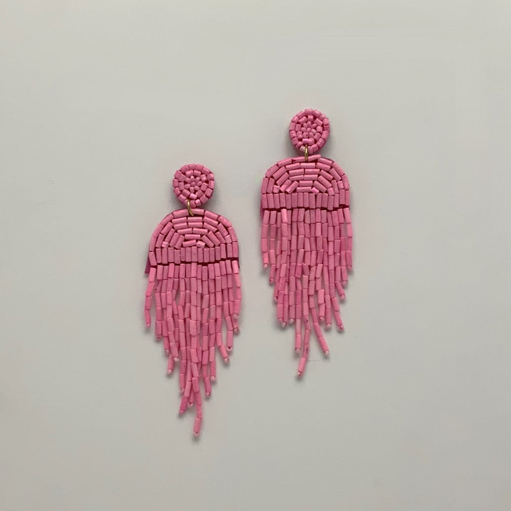 Tube Bead Tassel Earrings