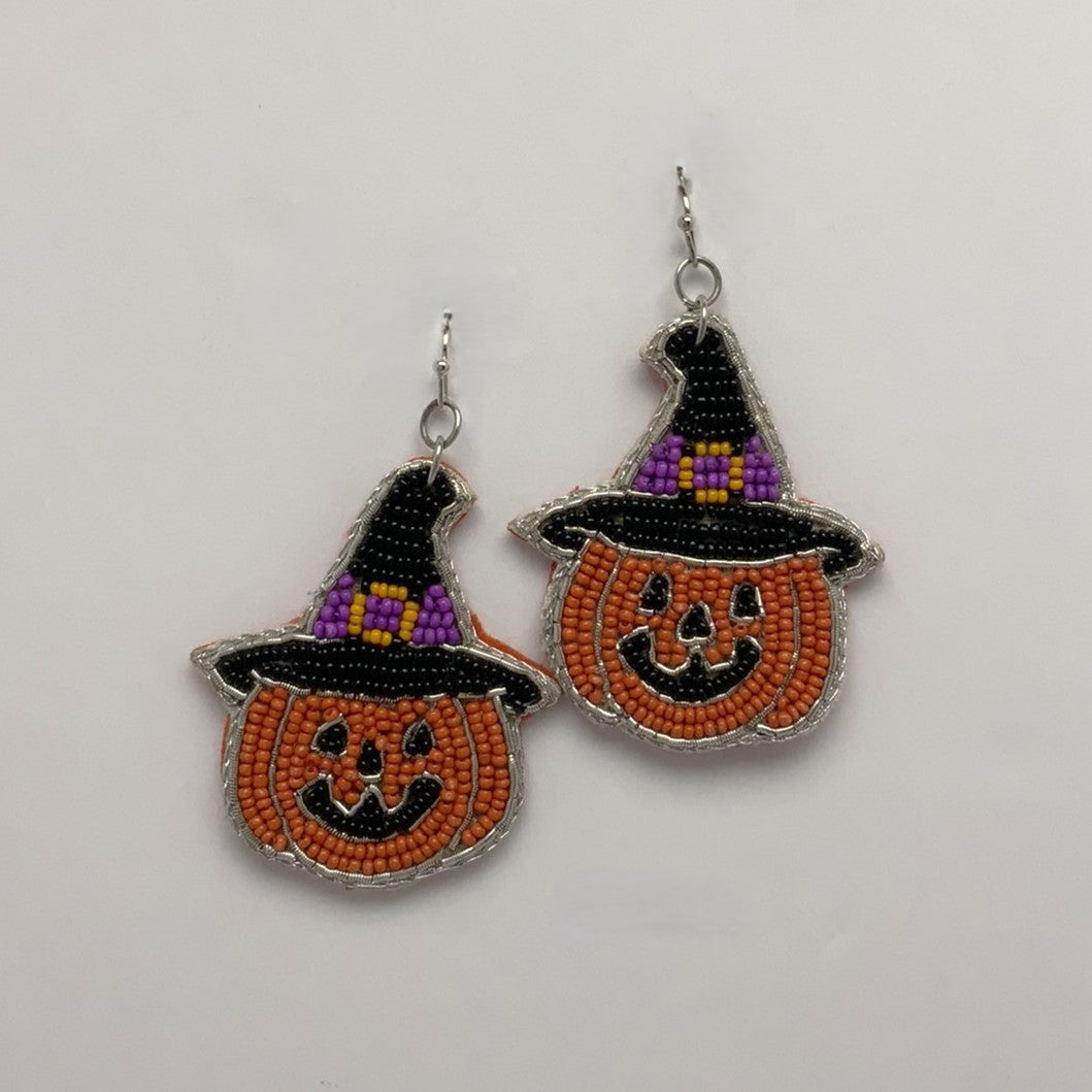 Seed Bead Pumpkin Earrings