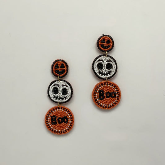 Seed Bead Halloween Drop Earrings