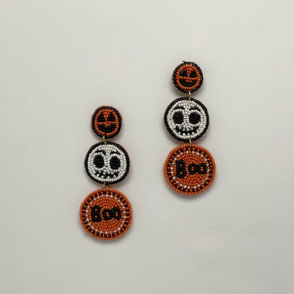 Seed Bead Halloween Drop Earrings