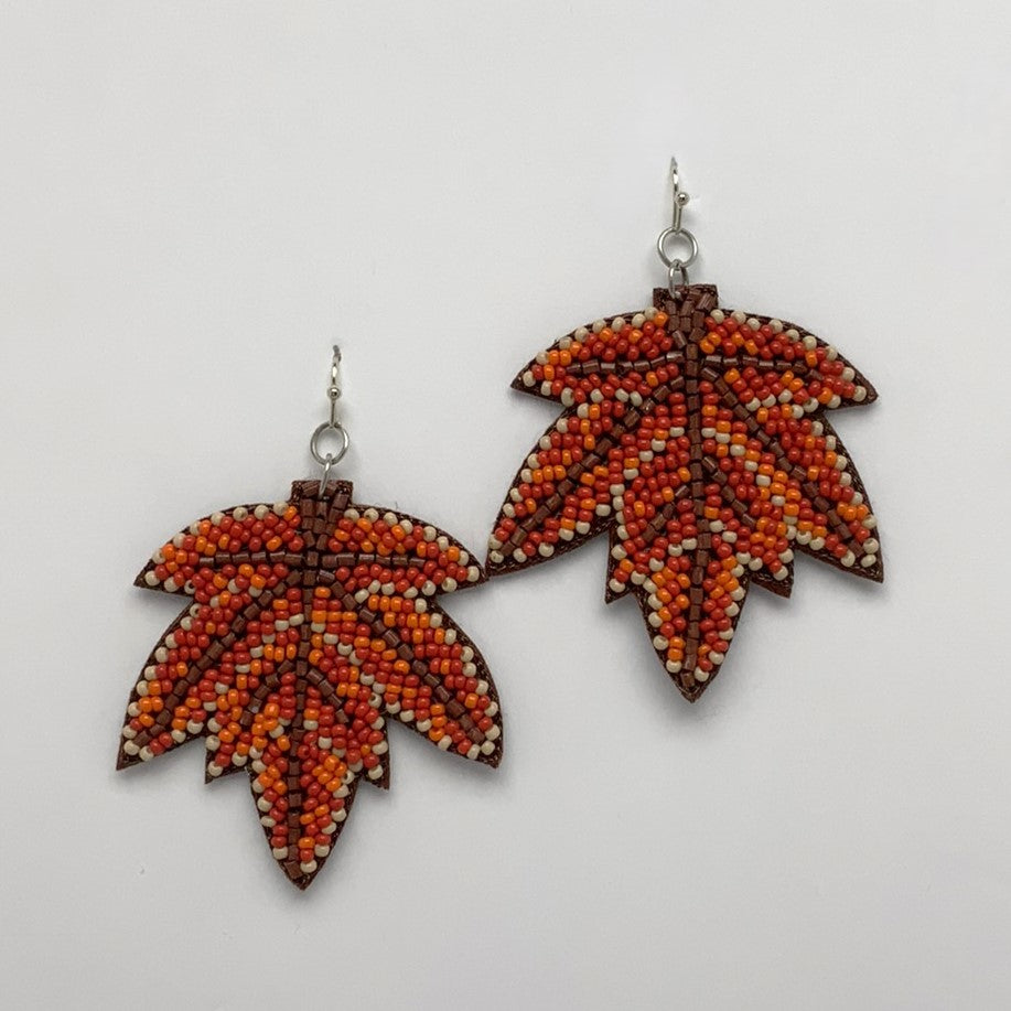 Seed Bead Maple Lead Earrings