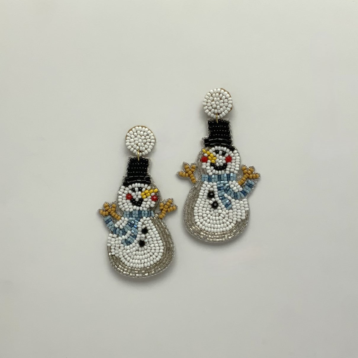 Seed Bead Snowman Earrings