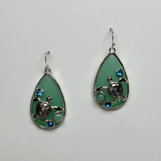 Resin Look Tear Drop with Turtle Earring