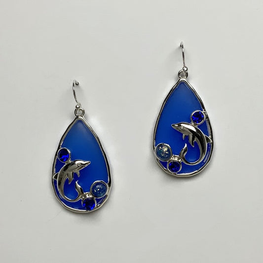 Resin Tear Drop with Dolphin Earring