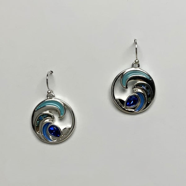 Metal Round Earring with Waves