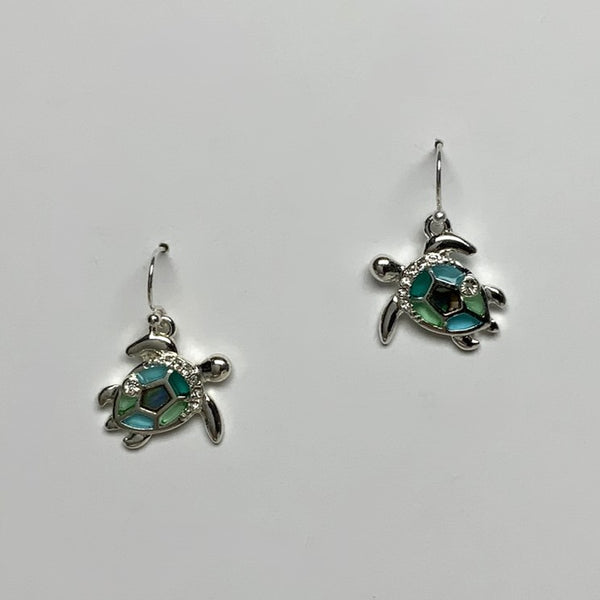 Stain Glass and Abalone Turtle Dangle Earring