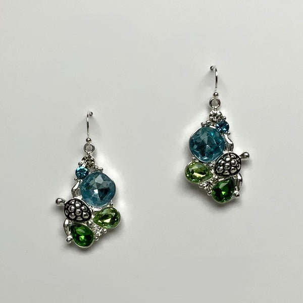 Color Rhinestone Turtle Drop Earring