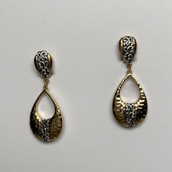 Designer Look Metal Tear Drop Clip Earring
