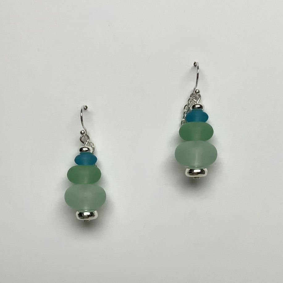 Three Tier Sea Glass Drop Earring