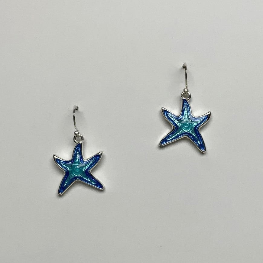 Enamel and Glassy Lucite Starfish Dangle Earring