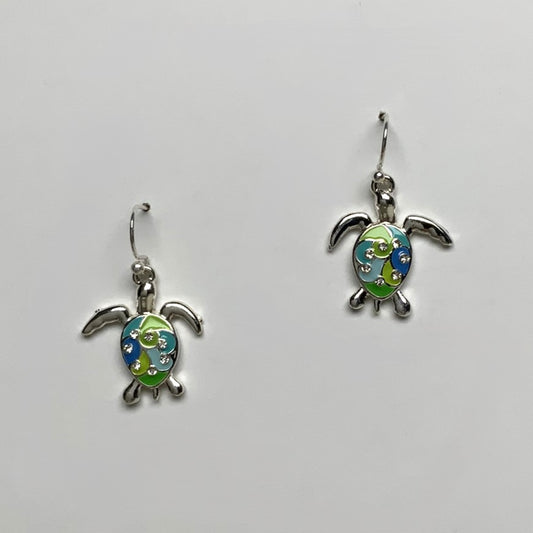 Enamel and Rhinestone Turtle Earring