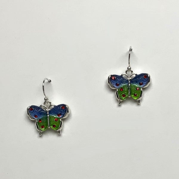 Glassy/Lucite Butterfly Earring with Rhinestones