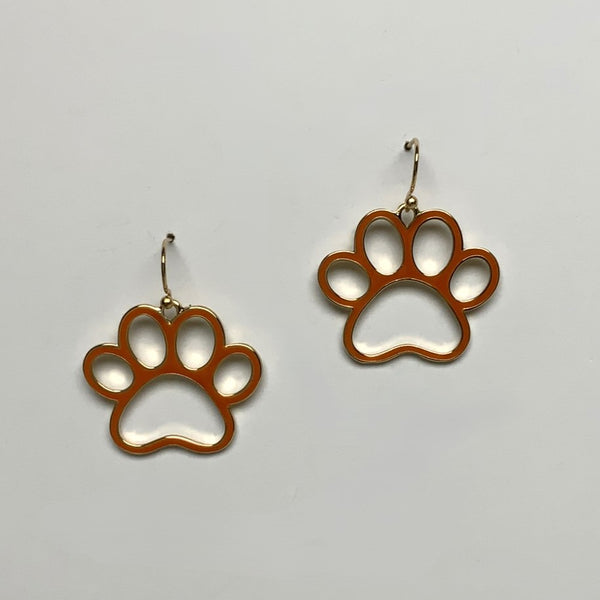 Enamel Coated Paw Print Earring