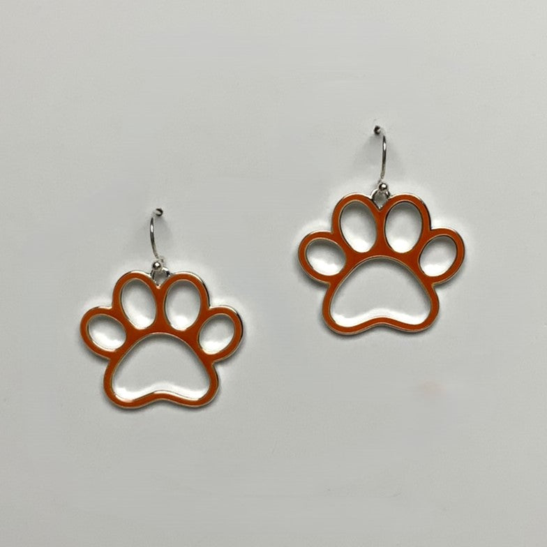 Enamel Coated Paw Print Earring