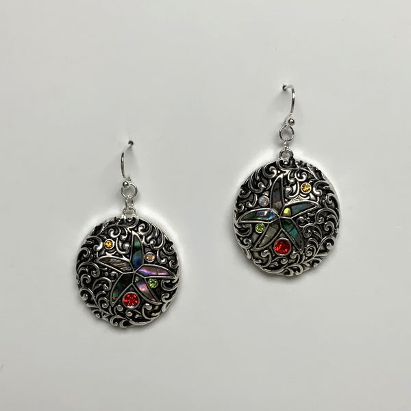 Metal Round Designer Look with Abalone Starfish Earring