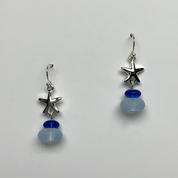 Starfish and Sea Glass Drop earring