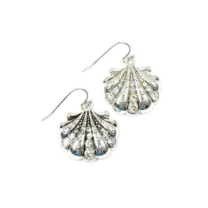 Metal and Rhinestone Shell Earring