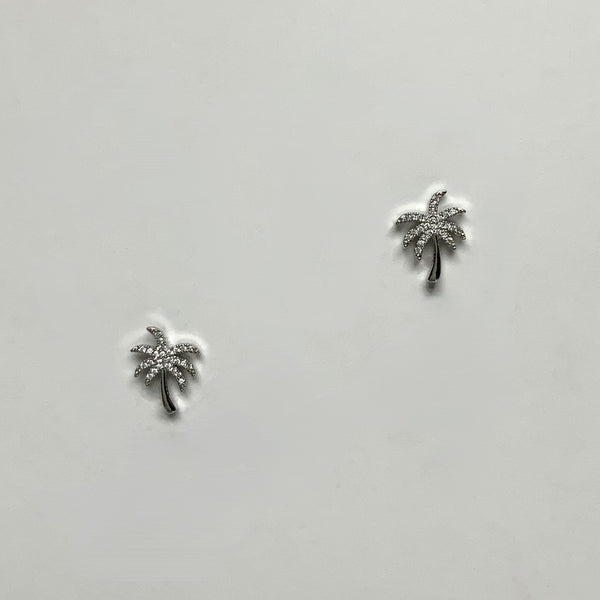 CZ Palm Tree Stud Earring