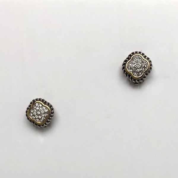 Designer Look Clip CZ Crusted "+" Stud Earring
