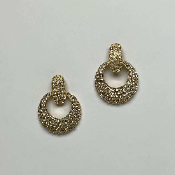 Metal and Rhinestone Door Knocker Style Clip Earring