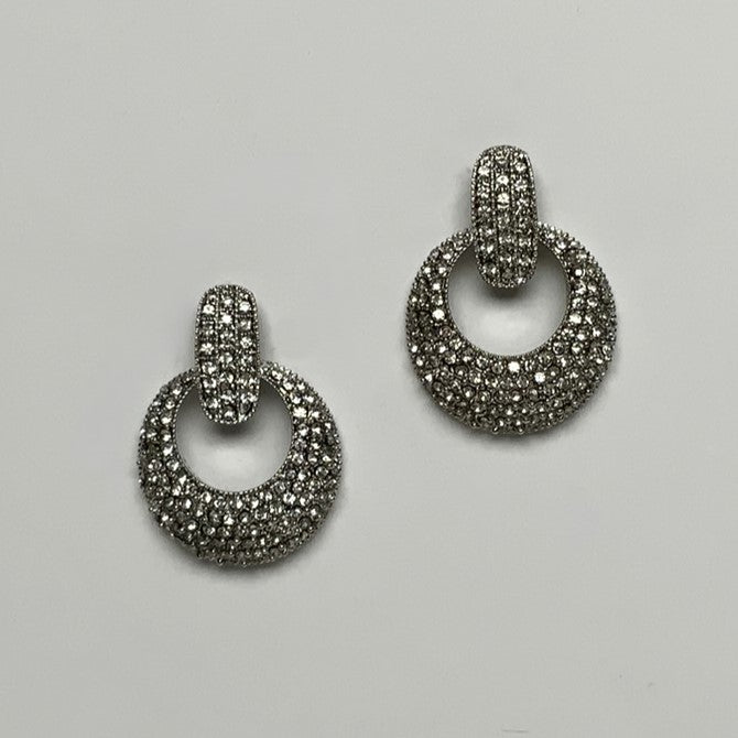 Metal and Rhinestone Door Knocker Style Clip Earring