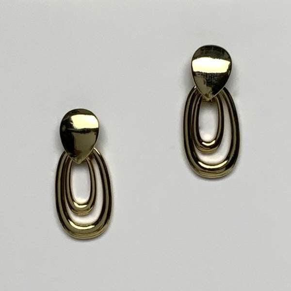 Metal Double Oval Clip Earring