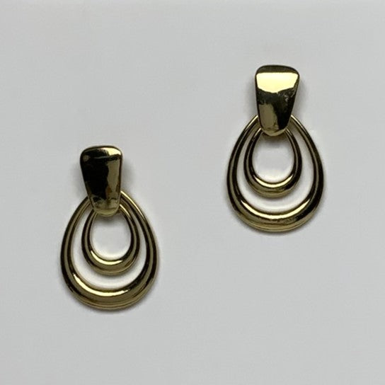 Metal Double Tear Drop Clip Earring
