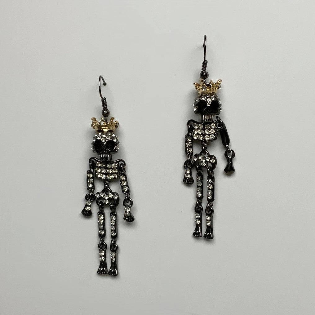 Rhinestone Crusted Skeleton Earring