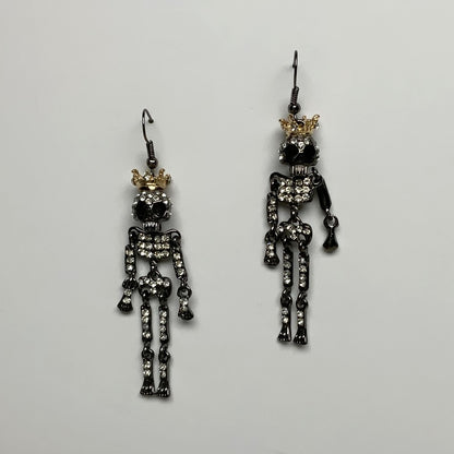Rhinestone Crusted Skeleton Earring