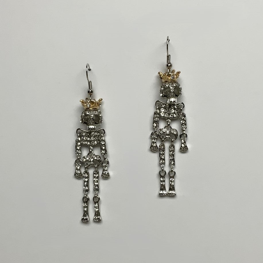Rhinestone Crusted Skeleton Earring