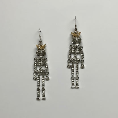 Rhinestone Crusted Skeleton Earring