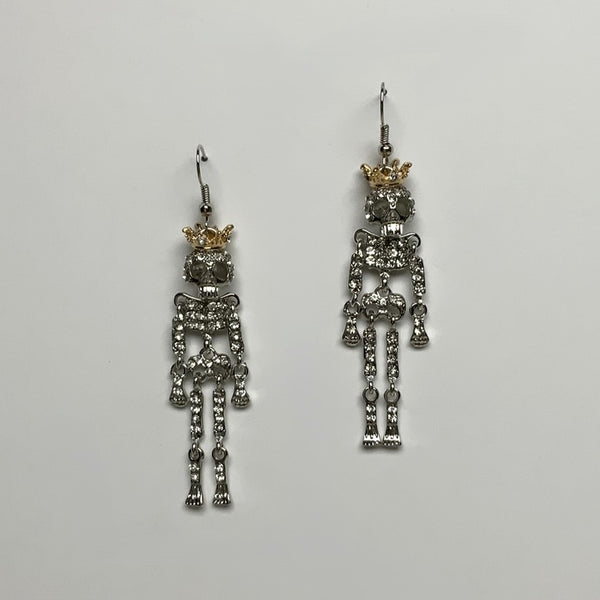 Rhinestone Crusted Skeleton Earring