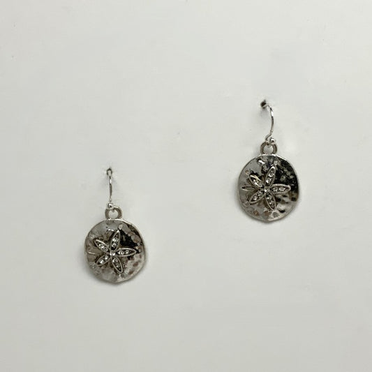 Metal and Rhinestone Sanddollar Drop Earring
